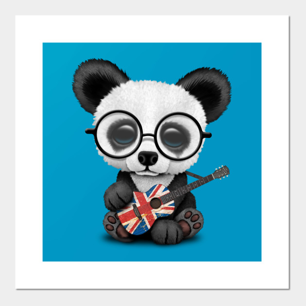 Baby Panda Playing British Flag Guitar